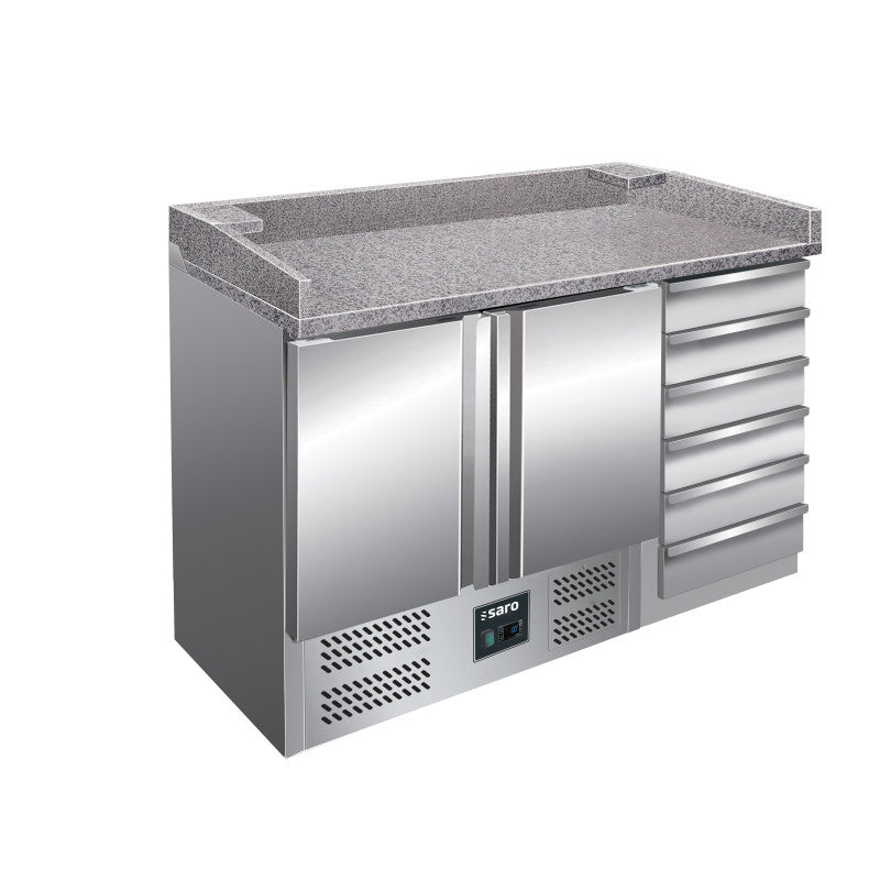 Table pizza - 2 portes - 6 tiroirs - Granit - Saro