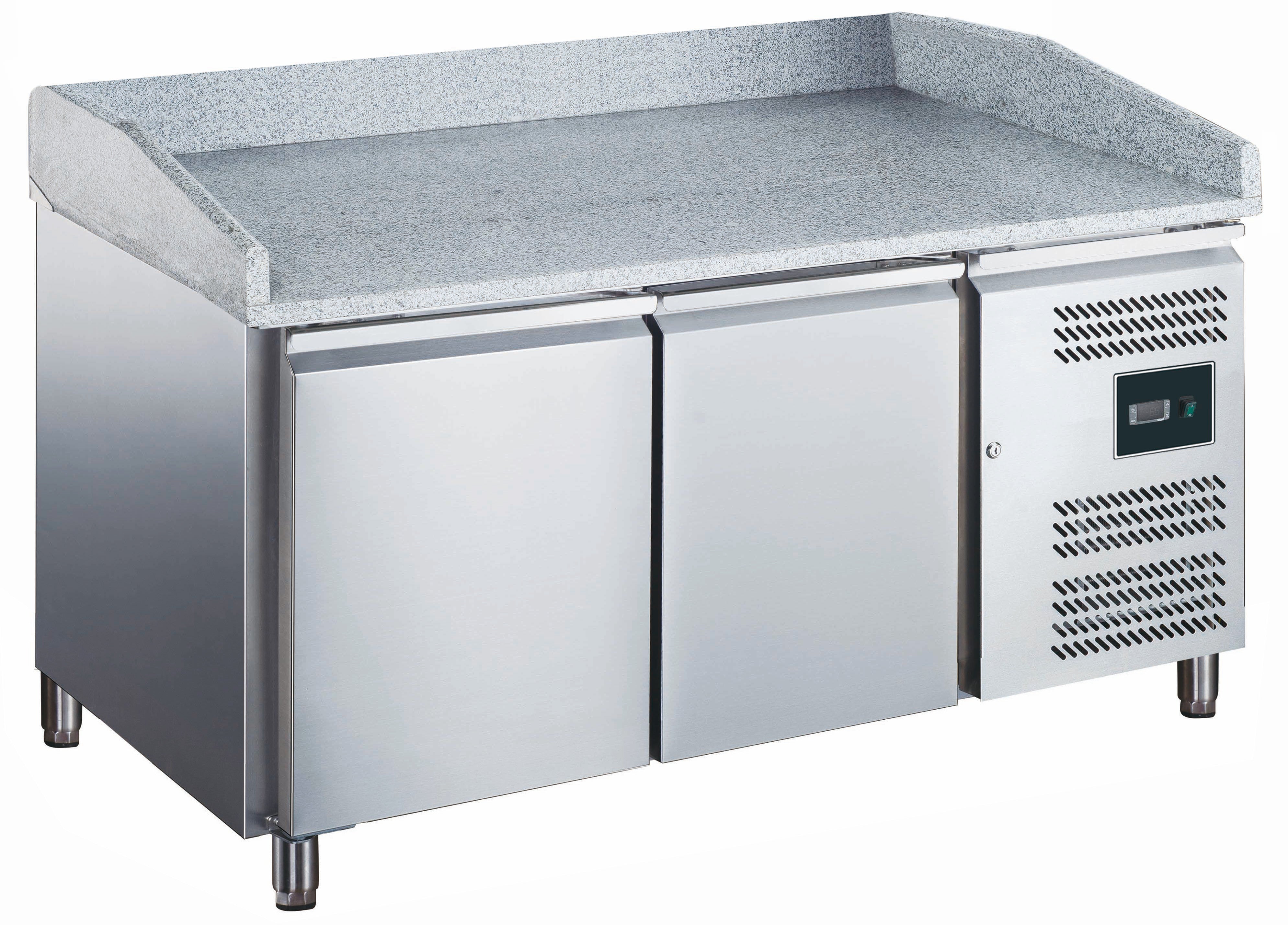 Table pizza - 2 portes - Granit - Professionnel inox 306 L Saro - Saladette Pizza professionnel CHR - matériel cuisine pro - Cuistéo
