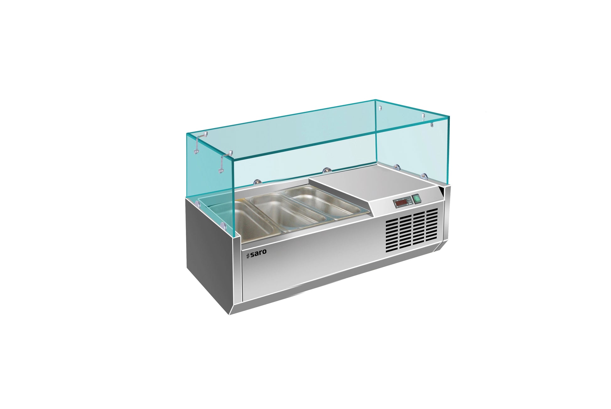 Saladette réfrigérée GN1/3 inox 955mm - idéale CHR - 3 récipients Saro - Saladette pizza à poser professionnel CHR - matériel cuisine pro - Cuistéo
