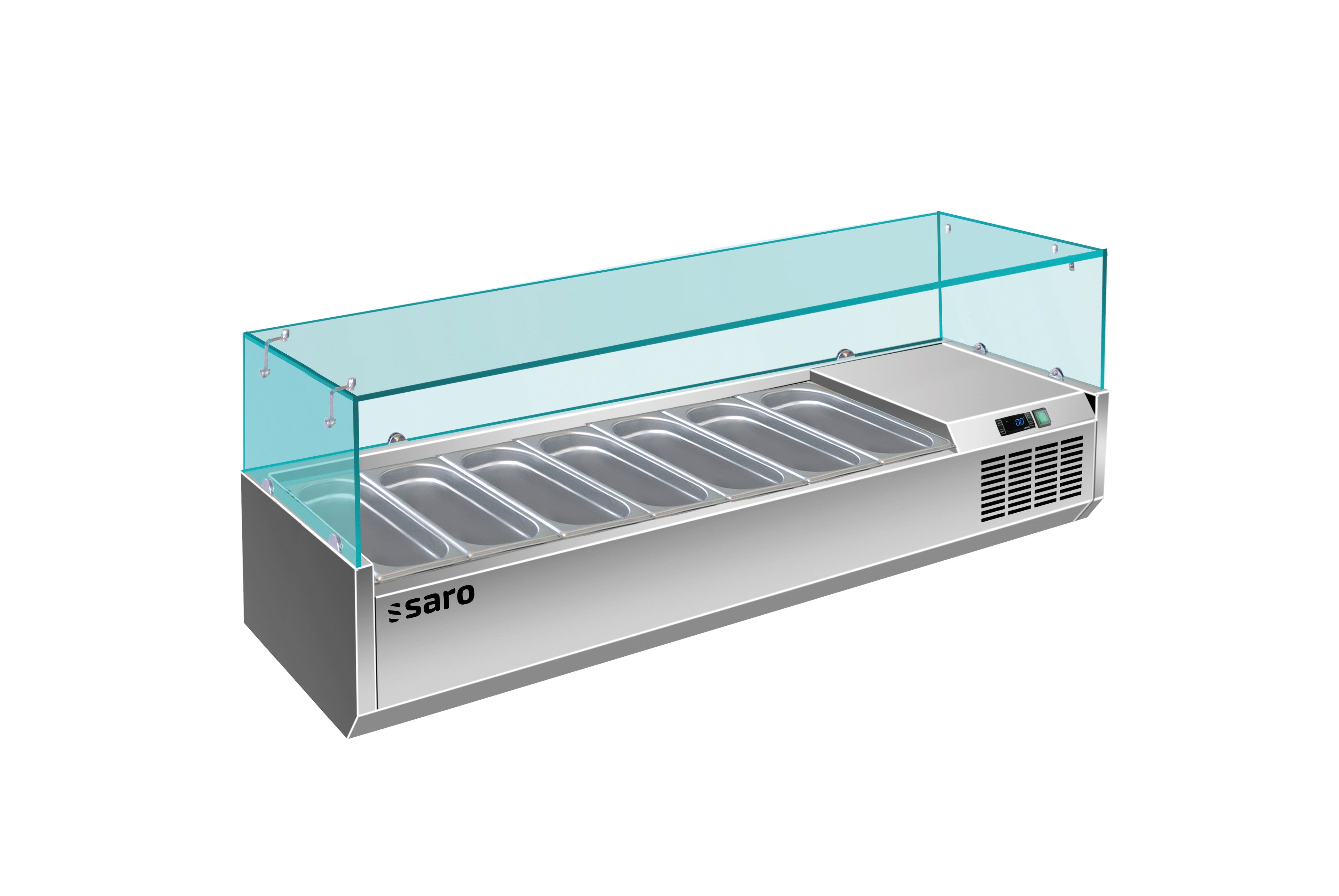 Saladette réfrigérée GN1/3 1600mm inox pour CHR - Température +2/+8°C Saro - Saladette pizza à poser professionnel CHR - matériel cuisine pro - Cuistéo