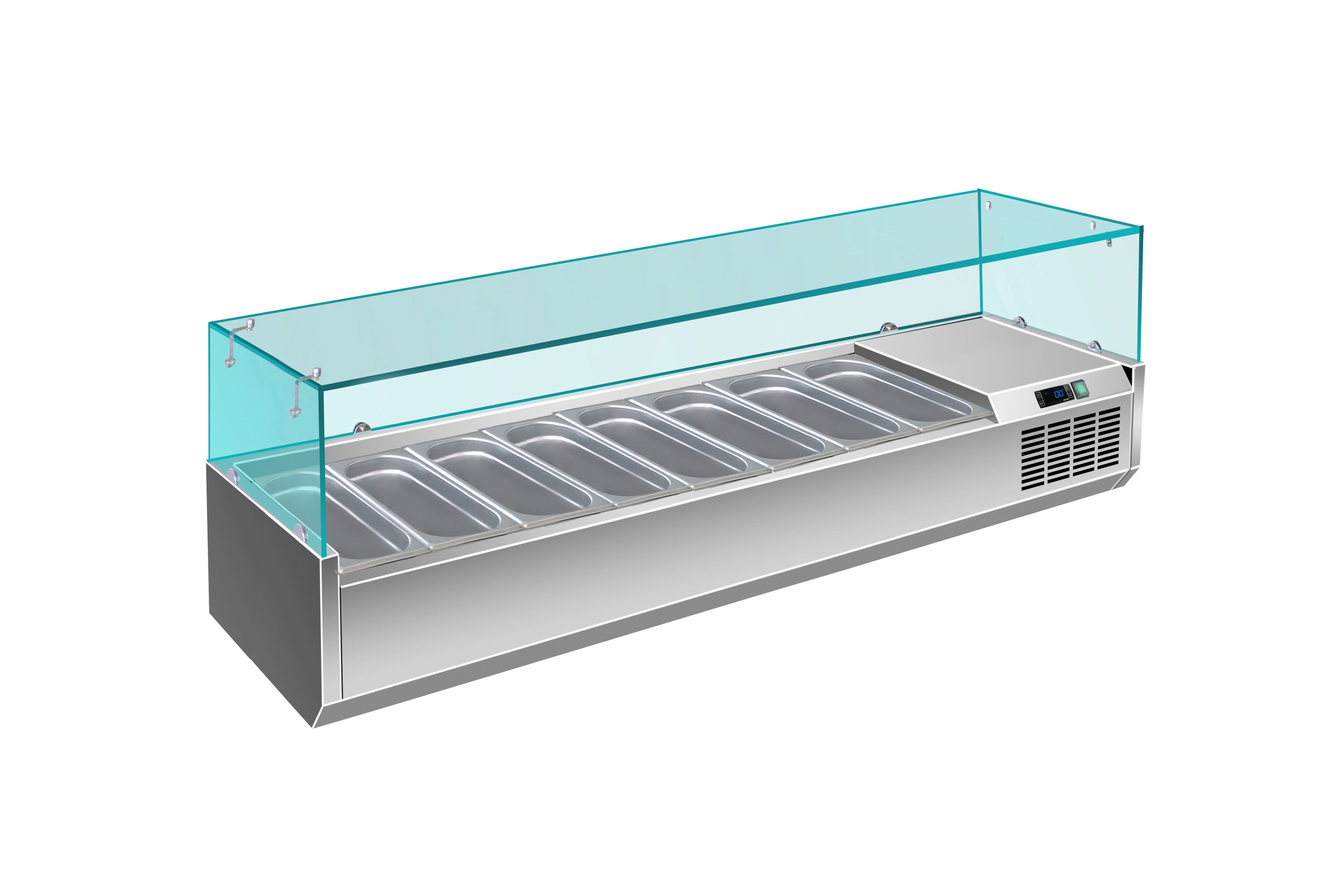 Saladette réfrigérée - 8 bacs GN - Température +2/+8°C - Acier inoxydable - Contrôle digital Saro - Saladette pizza à poser professionnel CHR - matériel cuisine pro - Cuistéo