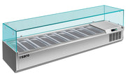 Saladette réfrigérée - 9 bacs GN - Température +2/+8°C - Acier inoxydable - Contrôle digital Saro - Saladette pizza à poser professionnel CHR - matériel cuisine pro - Cuistéo