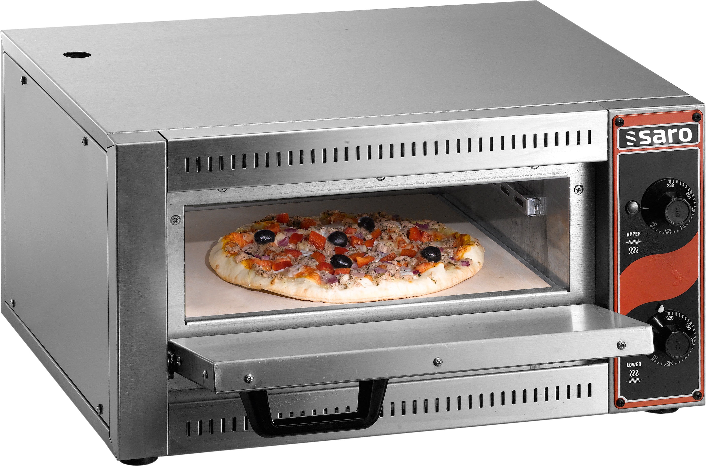 Four à Pizza - 1 Pizza - 330 mm - 300°C - 2.5 kW - Acier Inoxydable - PALERMO 1 Saro - Four à pizza électrique 1 chambre professionnel CHR - matériel cuisine pro - Cuistéo