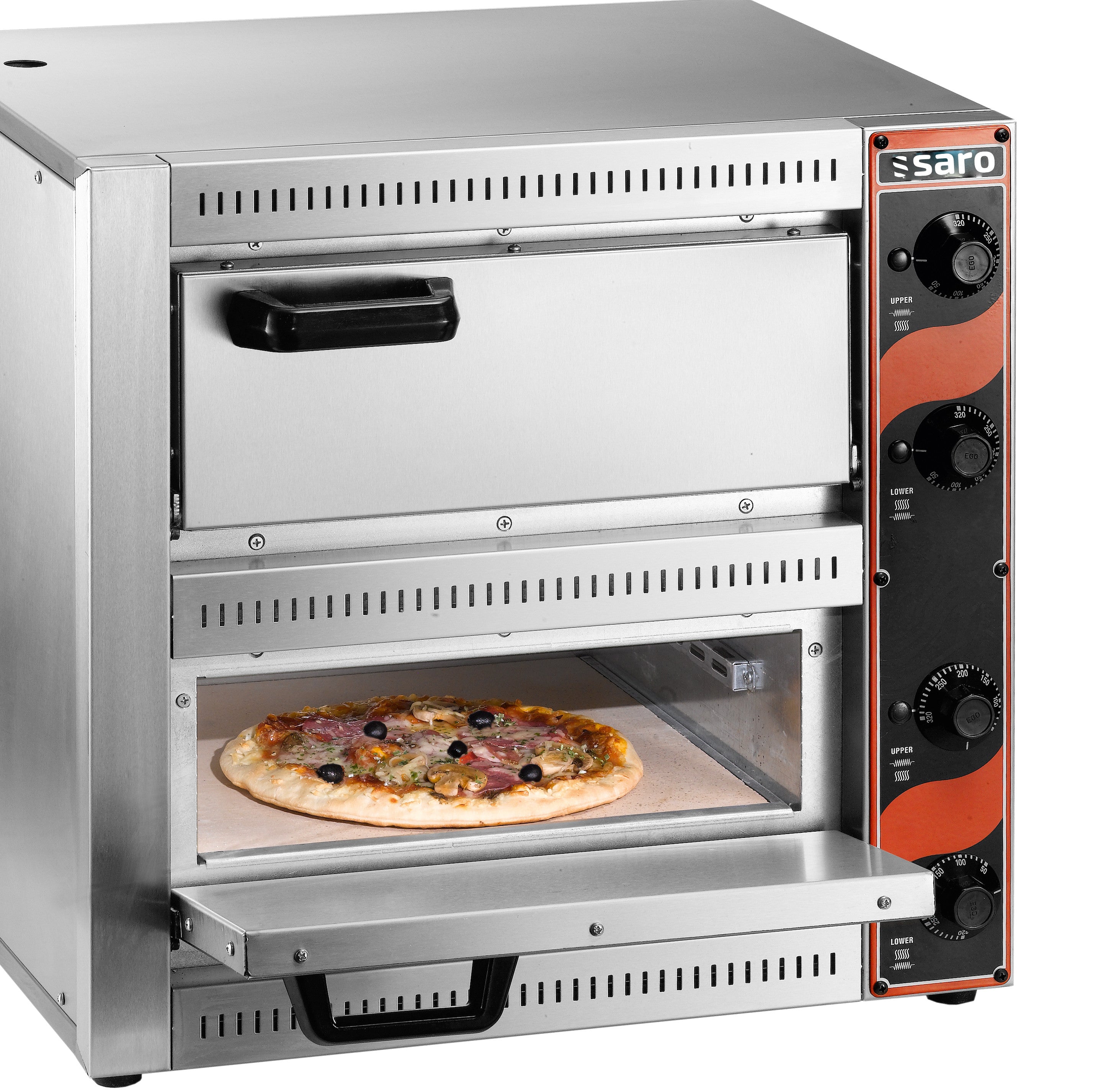 Four à Pizza - 2 Pizzas - 330 mm - 300°C - 5 kW - Acier Inoxydable - PALERMO 2 Saro - Four à pizza électrique double professionnel CHR - matériel cuisine pro - Cuistéo