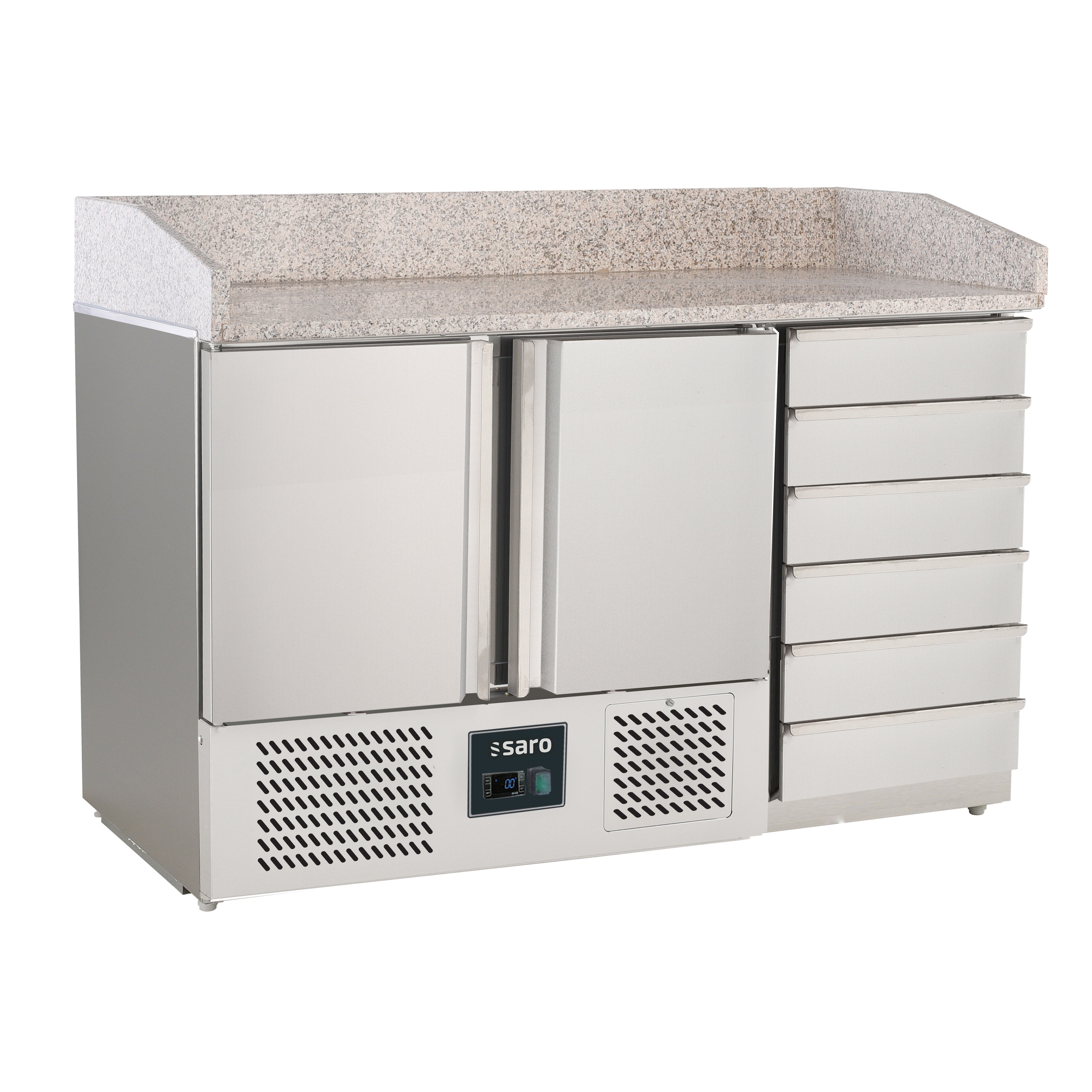 Table pizza - 2 portes - Granit - Professionnel inox 150 L Saro - Saladette Pizza professionnel CHR - matériel cuisine pro - Cuistéo
