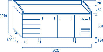 Comptoir pizza réfrigéré - QZ 26 - Cool Head 2025x800x1040 mm 430 L 300 W Coolhead - vue 8 - Table réfrigérée positive pro CHR - Cuistéo