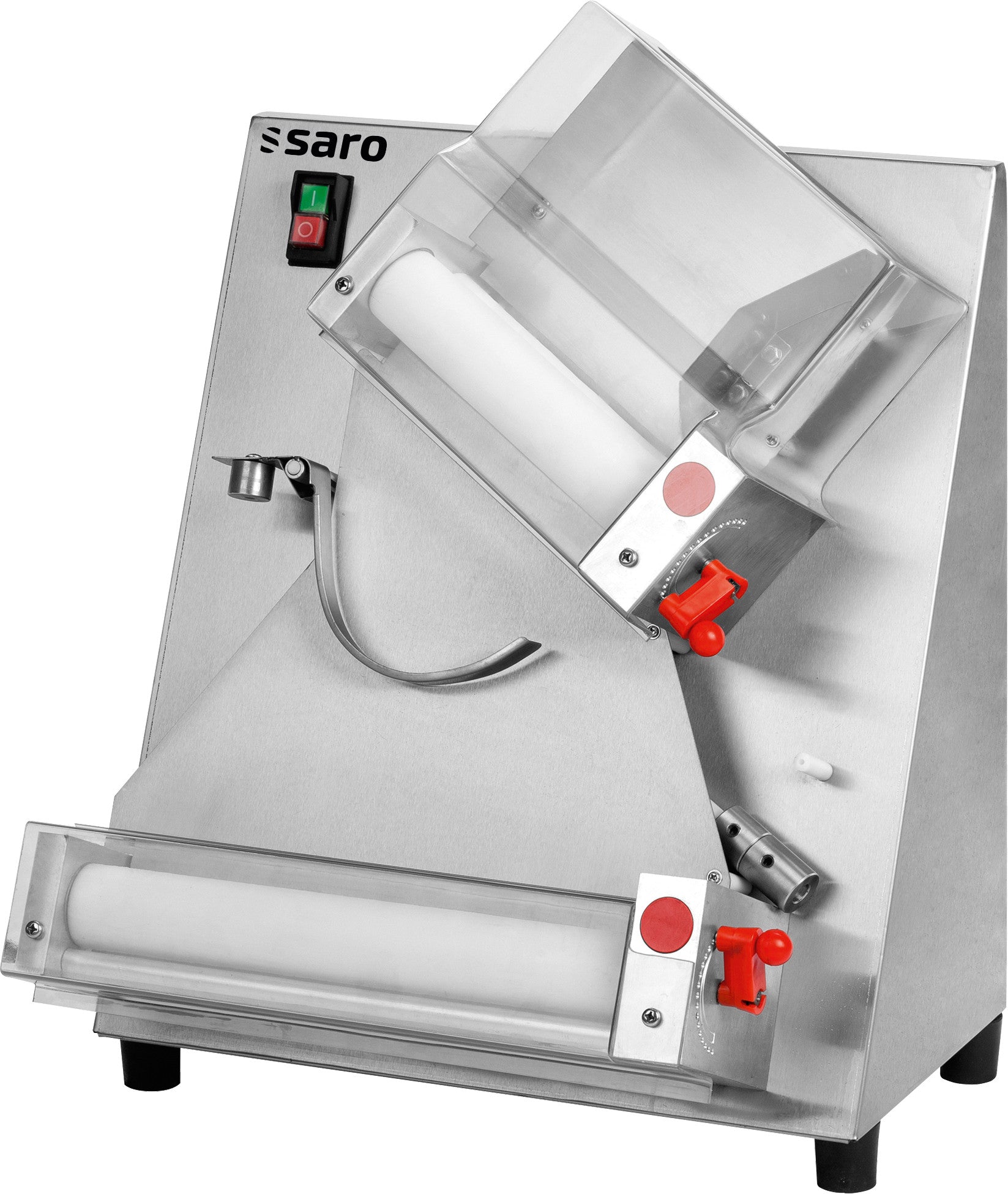 Laminoir Pizza - Ø100-300mm - 50-500g - 0,5-5,5mm - 530x480x560mm Saro - Laminoir à pâte pizza professionnel CHR - matériel cuisine pro - Cuistéo