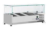 Vitrine réfrigérée horizontale 1000 mm - VRX 10/33 - +2° à +8°C - 4 bacs GN1/4 - Cool Head 26 L 160 W Coolhead - Saladette à Poser professionnel CHR - matériel cuisine pro - Cuistéo