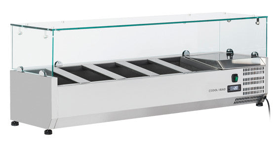 Vitrine réfrigérée horizontale - VRX 13/33 - Cool Head 1300x335x440 mm 38 L 160 W Coolhead - Saladette à Poser professionnel CHR - matériel cuisine pro - Cuistéo