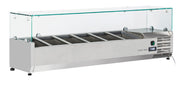 Vitrine avec bacs GN1/4 réfrigérée horizontale - VRX 14/33 - Cool Head 1400x335x440 mm 42 L 160 W Coolhead - Saladette à Poser professionnel CHR - matériel cuisine pro - Cuistéo