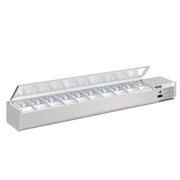 Présentoir horizontal réfrigéré VRX 12/33S/S (Bacs GN1/4) - Cool Head 1200x335x281 mm 34 L 160 W Coolhead - Saladette à Poser professionnel CHR - matériel cuisine pro - Cuistéo