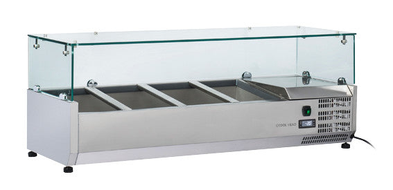 Présentoir réfrigéré horizontal GN1/3 - VRX 12/38 - Cool Head 1200x395x440 mm 43 L 160 W Coolhead - Saladette à Poser professionnel CHR - matériel cuisine pro - Cuistéo