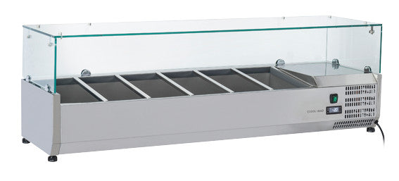 Vitrine réfrigérée horizontale GN1/3 - VRX 14/38 - Cool Head 1400x395x440 mm 53 L 160 W Coolhead - Saladette à Poser professionnel CHR - matériel cuisine pro - Cuistéo