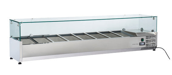 Vitrine réfrigérée horizontale GN1/3 - VRX 18/38 - Cool Head 1800x395x440 mm 73 L 160 W Coolhead - Saladette à Poser professionnel CHR - matériel cuisine pro - Cuistéo