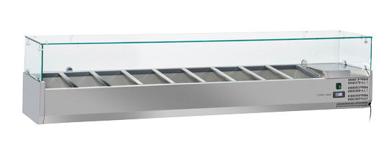 Vitrine réfrigérée horizontale GN1/3 - VRX 20/38 - Cool Head 2000x395x440 mm 83 L 160 W Coolhead - Saladette à Poser professionnel CHR - matériel cuisine pro - Cuistéo