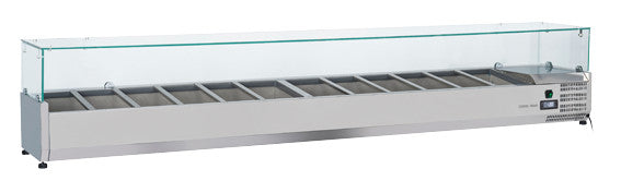 Vitrine réfrigérée horizontale GN1/3 - VRX 25/38 - Cool Head 2500x395x440 mm 108 L 160 W Coolhead - Saladette à Poser professionnel CHR - matériel cuisine pro - Cuistéo