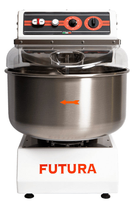 Pétrin à spirale - 40 kg - Variateur vitesse - Minuterie - Cuve inox - Blanc - Futura40 - Peb Machinery