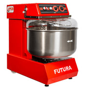 Pétrin à spirale - 40 kg - Variateur vitesse - Minuterie - Cuve inox - Rouge - Triphasé - Peb Machinery