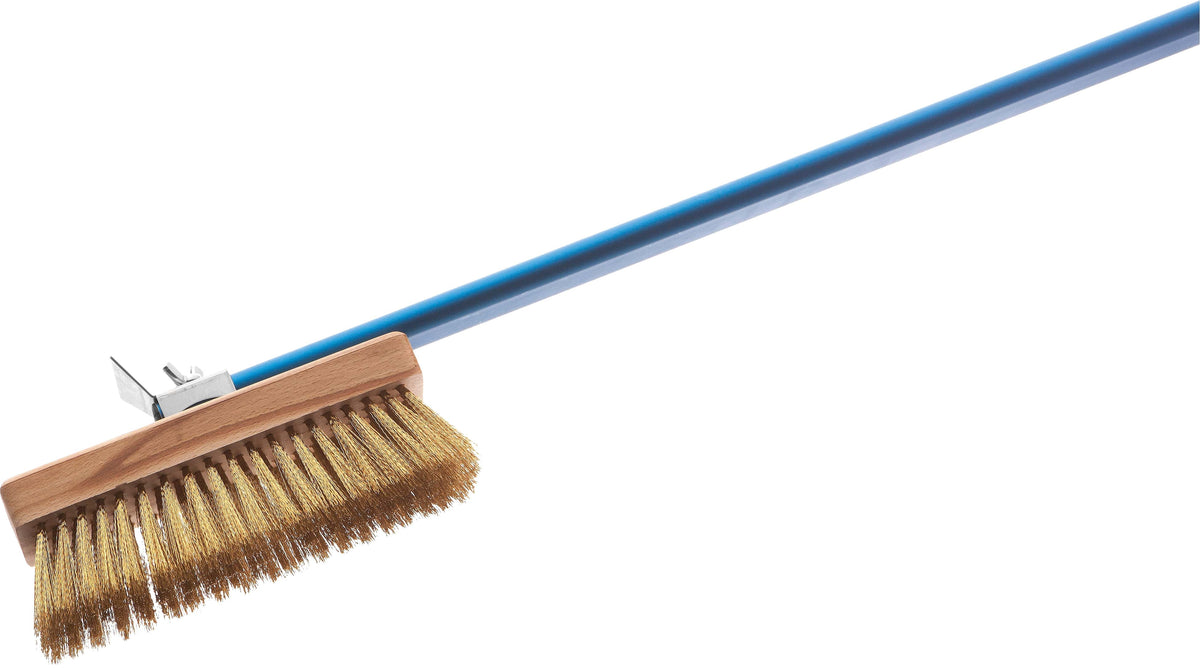 Brosse Four - 200x66mm - Aluminium/Bois/Laiton - Manche 1610mm Saro - Four à pizza électrique 1 chambre professionnel CHR - matériel cuisine pro - Cuistéo