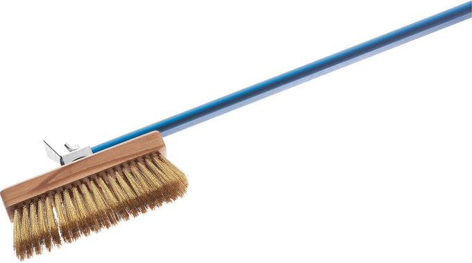 Brosse Four - 200x66mm - Aluminium/Bois/Laiton - Manche 1610mm Saro - Four à pizza électrique 1 chambre professionnel CHR - matériel cuisine pro - Cuistéo