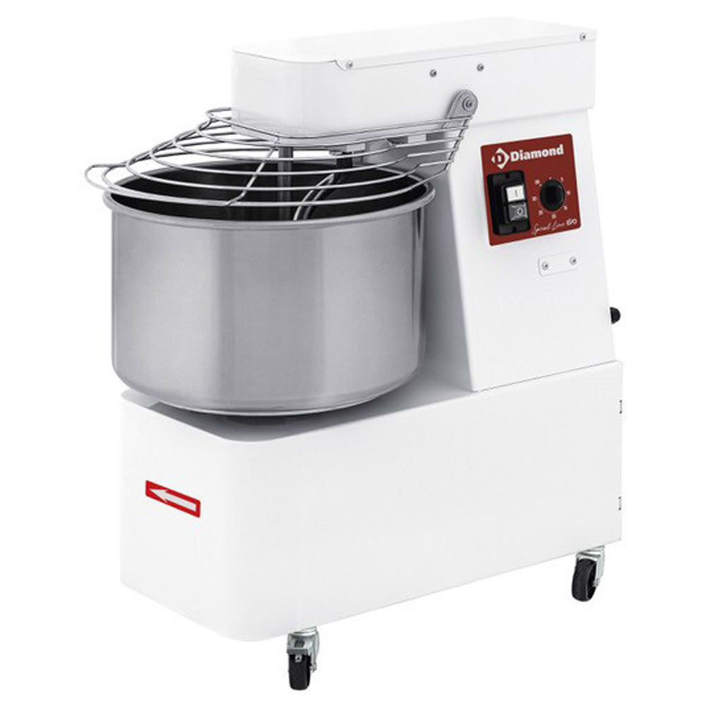Pétrin à spirale 33 litres sur roues - timer - Diamond