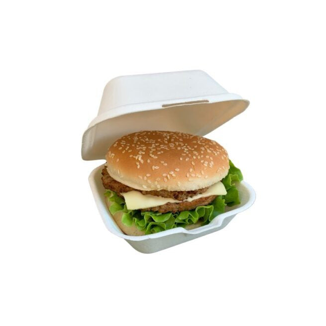 Boîte à burger jetable petit 12x12 × 8 cm, lot de 125 - Ecobioshopping