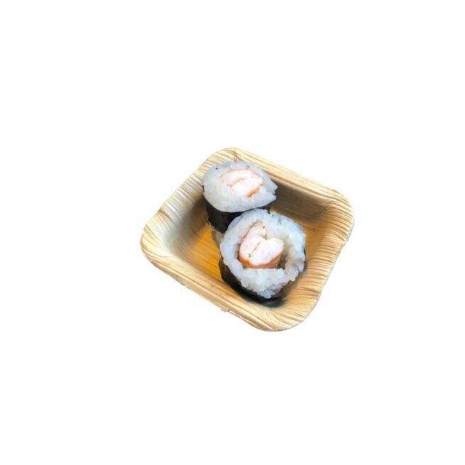 Barquette rectangle jetable 7 × 7 cm en feuille de palmier, lot de 25 - Ecobioshopping