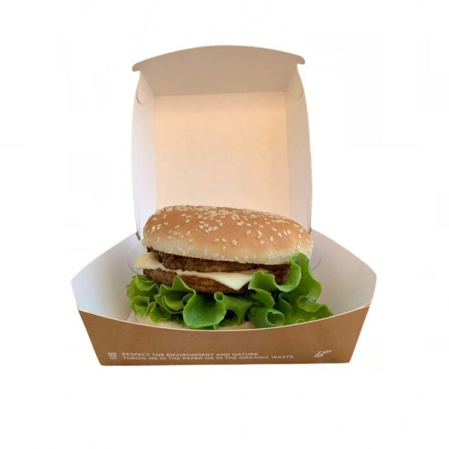 Boîte à burger jetable Moyen 12x12 × 7 cm, lot de 50 - Ecobioshopping