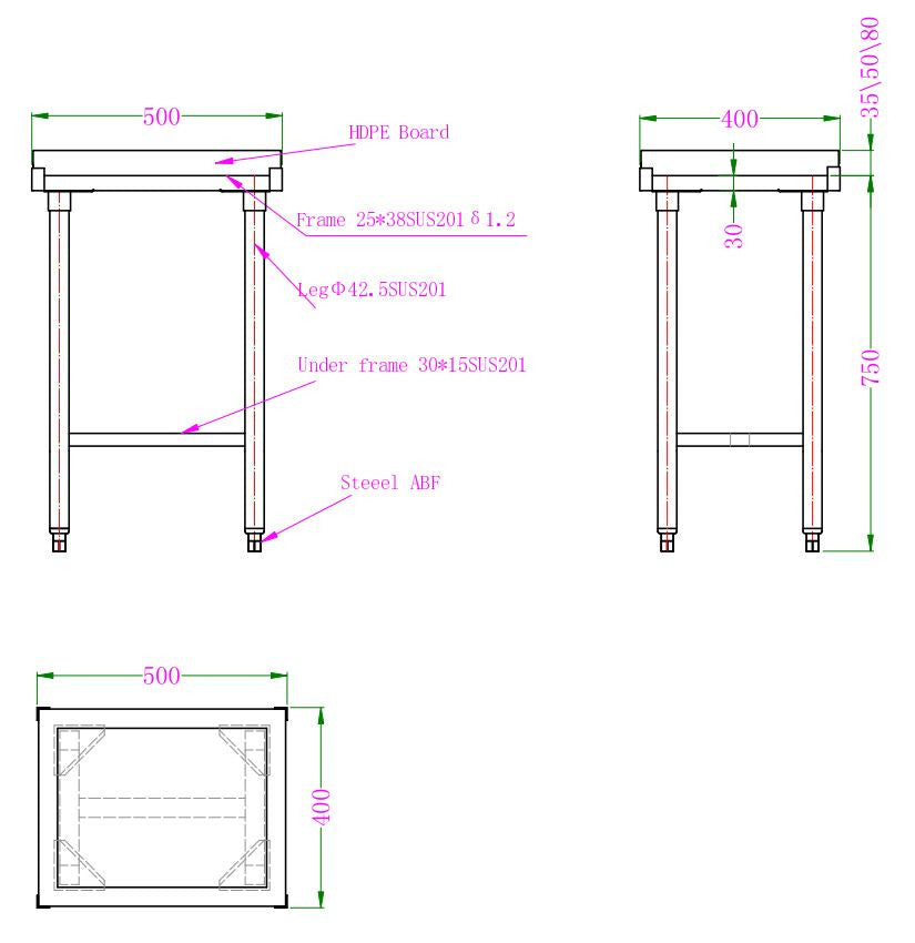 Billot bloc de découpage 80mm épaisseur inox 80 L Combisteel - vue 2 - Billot pro CHR - Cuistéo