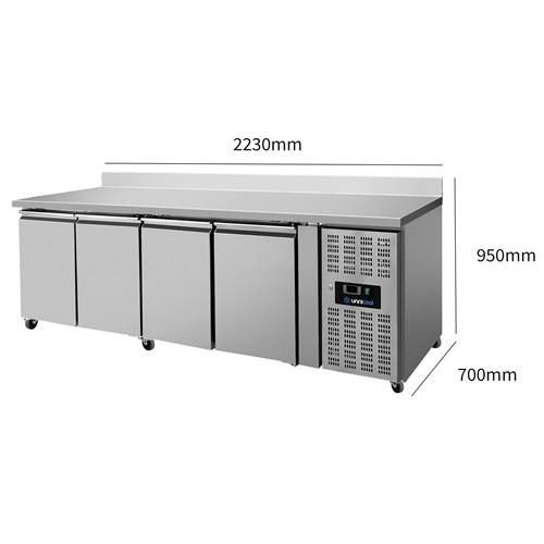 Table réfrigérée positive 4 portes GN 1/1 - L 2230 x P 700 x H 850 mm - Unninox