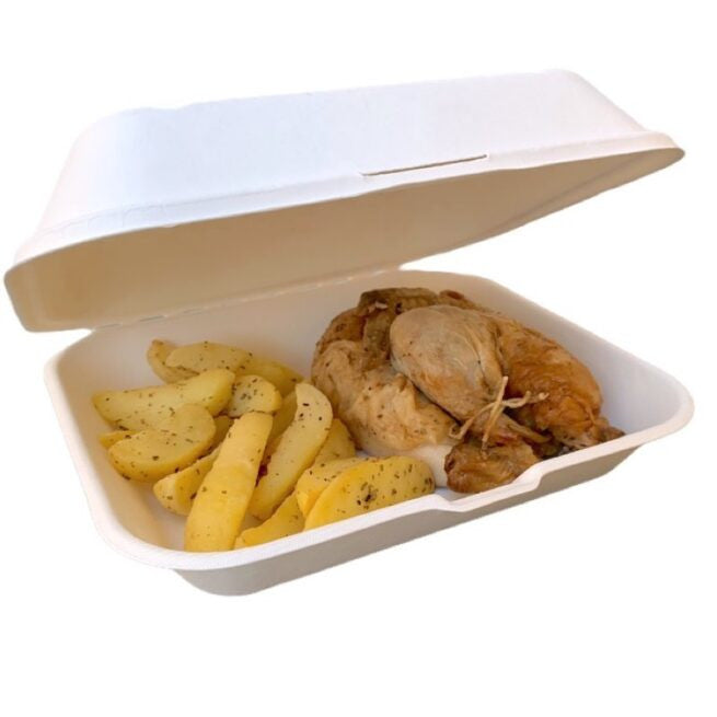 Boîte repas jetable 23x19 × 8 cm, lot de 125 - Ecobioshopping