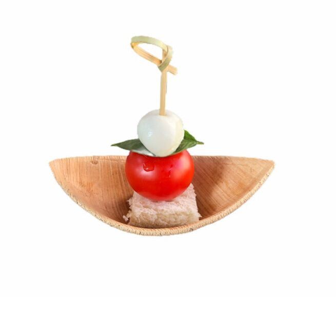 Barquette bateau jetable 12 × 6 cm en Feuille de Palmier, lot de 25 - Ecobioshopping