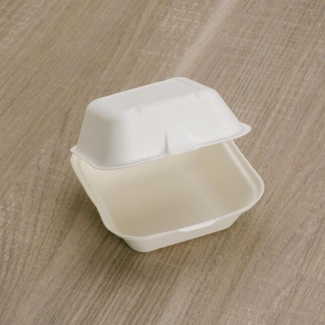 Boîte à burger jetable grand format 13.5 x 13.5 × 9 cm, lot de 500 - Ecobioshopping