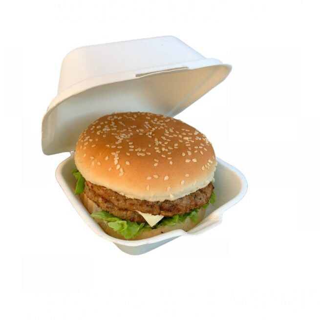 Boîte à burger jetable grand format 13,5x13,5 × 9 cm, lot de 125 - Ecobioshopping