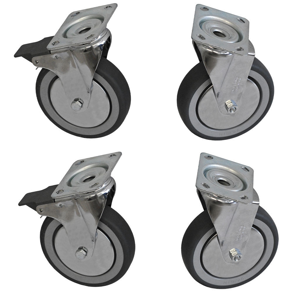 Kit de 4 roues inox armoires 2 avec freins - Diamond