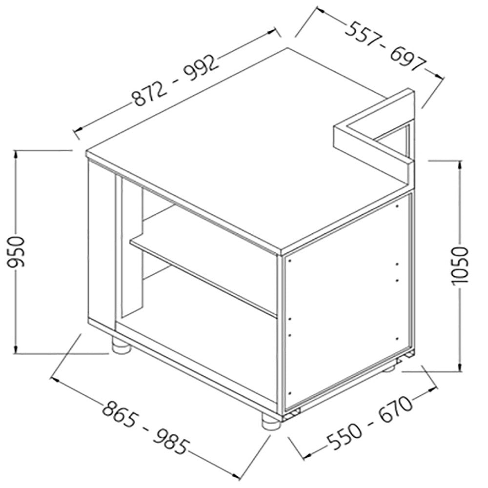 Angle arrière neutre ouvert 90° avec dosseret - Diamond