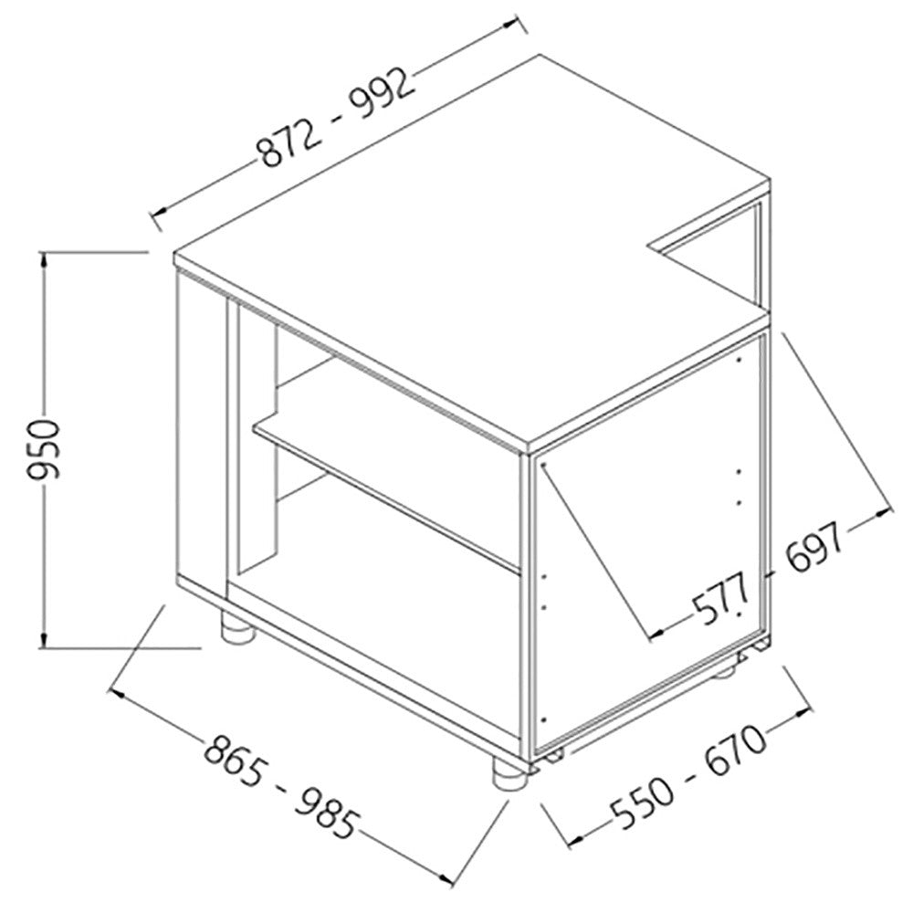 Angle arrière neutre - ouvert 90° - Diamond