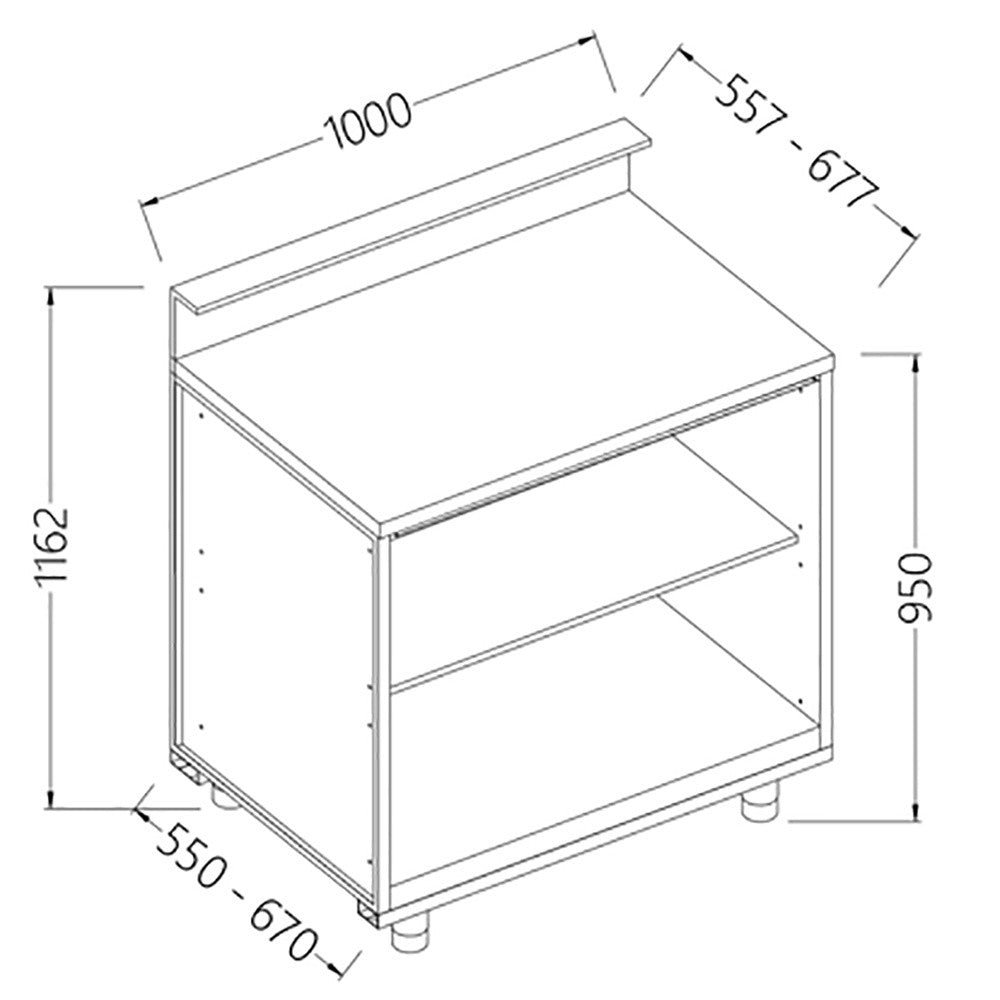 Comptoir de bar neutre 1000 x 550 x 1162mm - Diamond