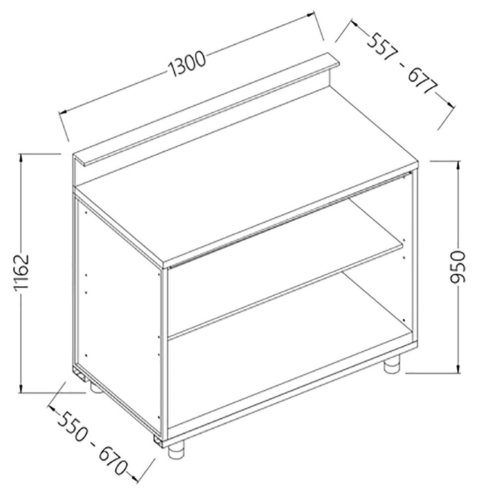 Comptoir de bar neutre 1300 x 550 x 1162mm - Diamond