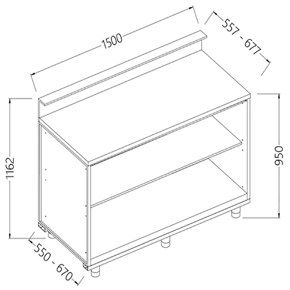 Comptoir de bar neutre 1500 x 550 x 1162mm - Diamond