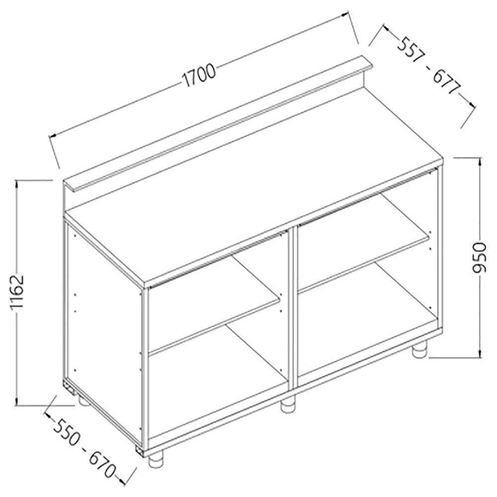 Comptoir de bar neutre 1700 x 550 x 1162mm - Diamond