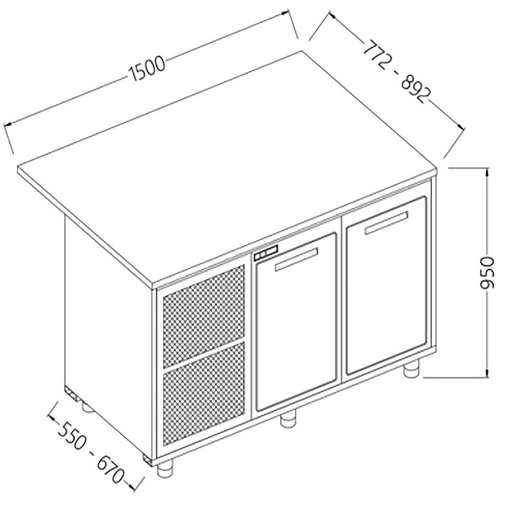 Comptoir de bar réfrigéré b.t. section caisse- moteur - Diamond