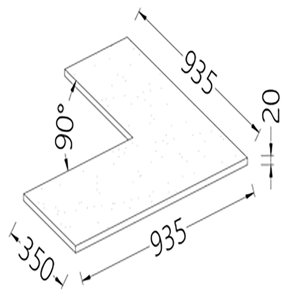 Option -tablette de service angle 90 ° - 20 mm strat. - Diamond