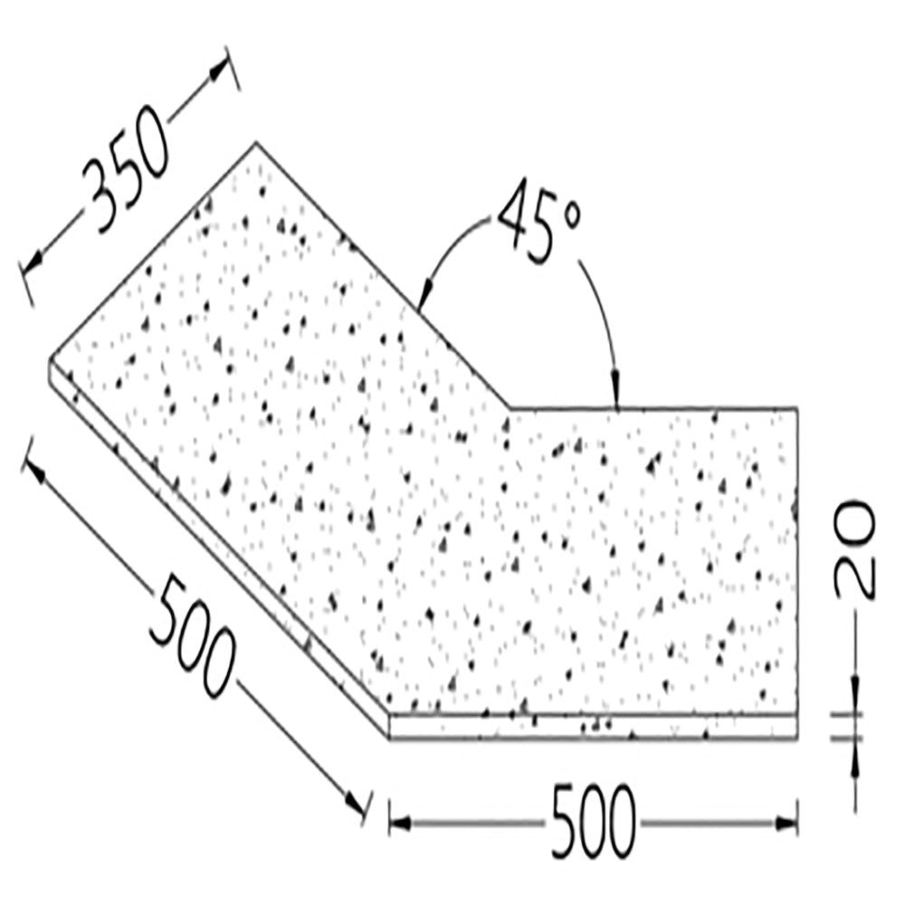 Option- tablette de service angle 45°- 20 mm- pierre - Diamond
