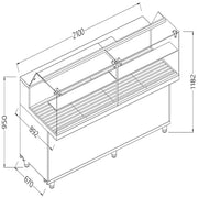 Vitrine snack pour pain vitres- basses 2100mm - Diamond