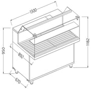 Vitrine snack pour pain vitres basses 1300mm - Diamond