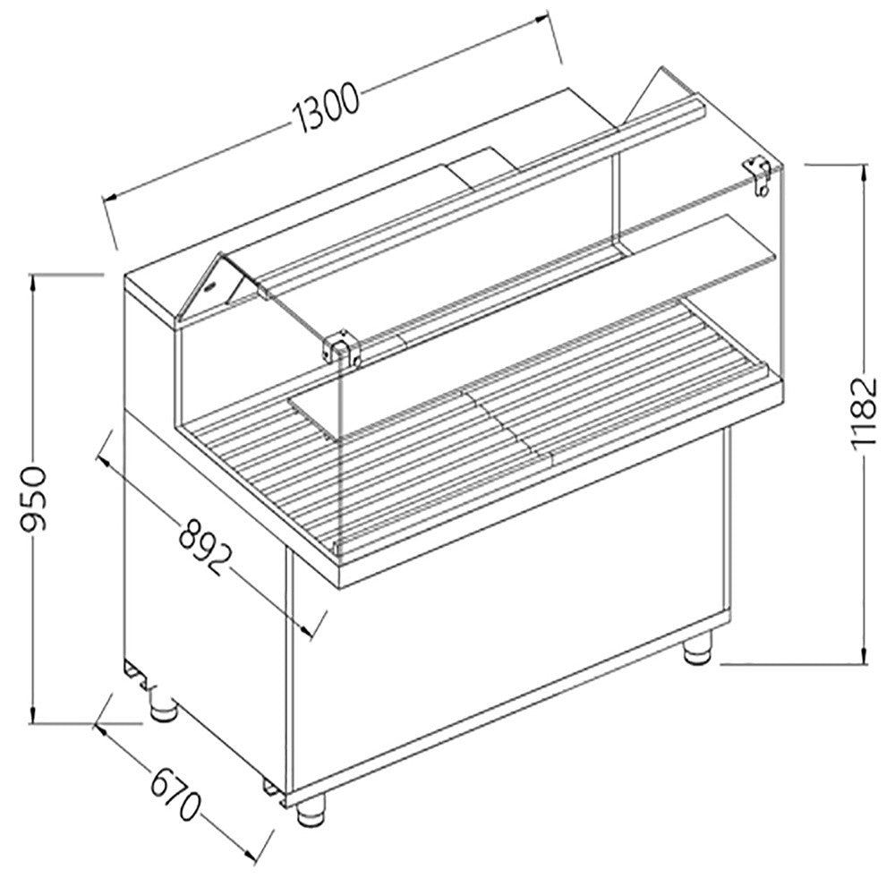 Vitrine snack pour pain vitres basses 1300mm - Diamond