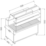 Vitrine snack pour pain vitre haute 1300mm - Diamond