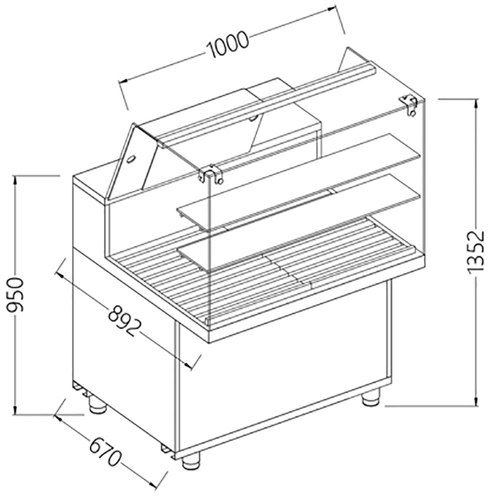 Vitrine snack pour pain vitre haute 1000mm - Diamond