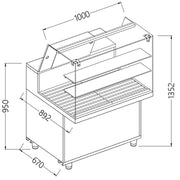 Vitrine snack pour pain vitre haute 1000mm - Diamond